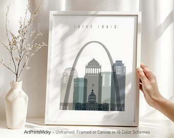 St Louis skyline, St. Louis art print, St. Louis skyline poster, city prints, Wall decor, Travel gift, Home Decor | ArtPrintsVicky