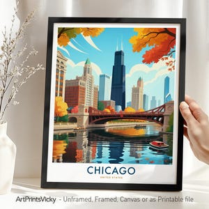 Chicago Skyline Art Print: Illinois Travel Poster, Home Decor