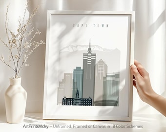 Cape Town Skyline Print, Minimalist Poster Skyline | ArtPrintsVicky