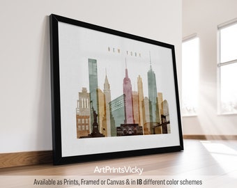 New York wall art print, New York City poster skyline, City art Decor for Homes, Offices, and Unique Travel Gifts | ArtPrintsVicky