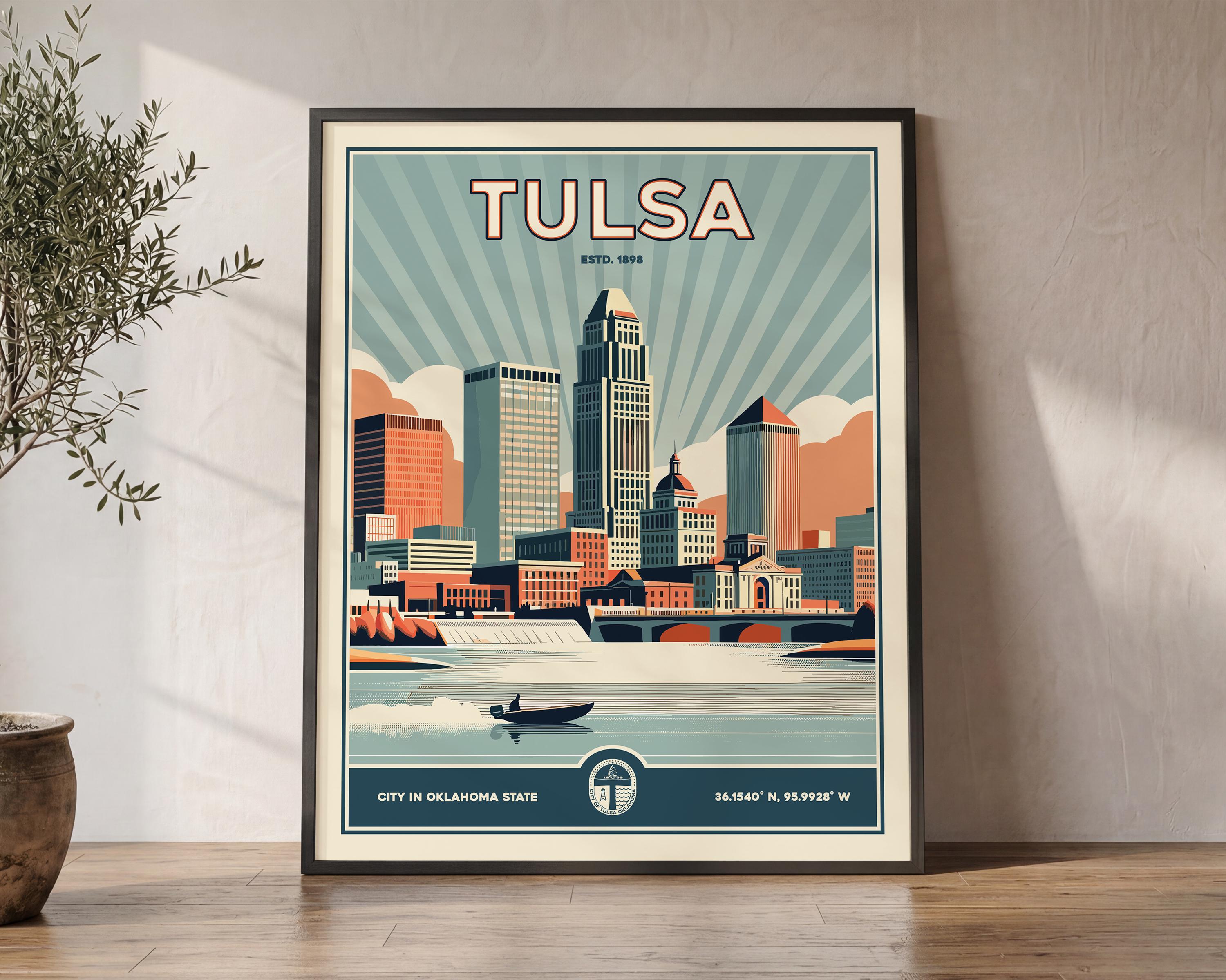 Tulsa Oklahoma City Skyline Wall Art, Southern Metropolis Poster