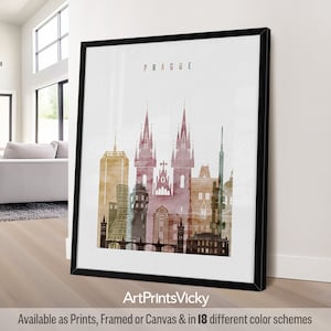 Prague poster, print wall art, Travel poster, City print, Travel gifts, Office decor | ArtPrintsVicky