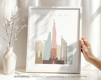 Ho Chi Minh Poster - Soft Pastels Skyline | ArtPrintsVicky