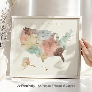 United States map poster print | Personalised gifts wall art | Decor for home and office | ArtPrintsVicky