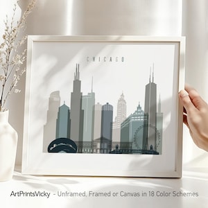 Chicago Skyline Art Print: Earth Tones Cityscape Decor
