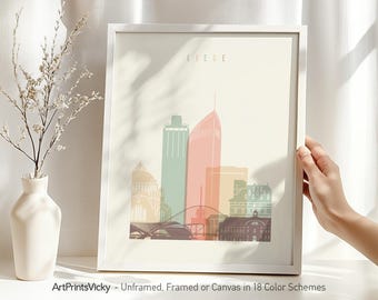 Liege poster, wall art print, Belgium cityscape, Travel poster, City print, Travel gifts, Office decor | ArtPrintsVicky