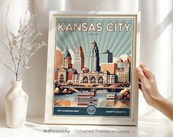 Kansas City Wall Art |  Kansas City Print Retro | Poster for Home and Office | Personalised Gift | ArtPrintsVicky