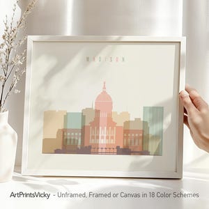 Madison WI Skyline Print: Pastell Creme Stadtbild Poster