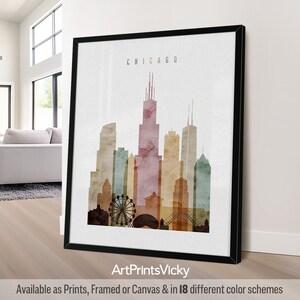 Chicago print, Chicago wall art poster, Illinois city travel print, Personalised print | ArtPrintsVicky