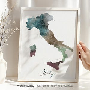 Italy map poster print | Personalised gifts wall art | Decor for home and office | ArtPrintsVicky