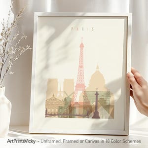 Póster de París, arte mural con impresiones de París, horizonte de París, paisaje urbano de Francia, póster de viaje, impresión urbana, regalos de viaje, decoración de oficina / ArtPrintsVicky