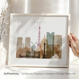 Paris Skyline Print: Watercolor Cityscape Poster