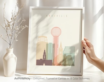 Knoxville TN Print, Skyline Poster, Travel Decor for Homes, Offices, and Unique Travel Gifts | ArtPrintsVicky