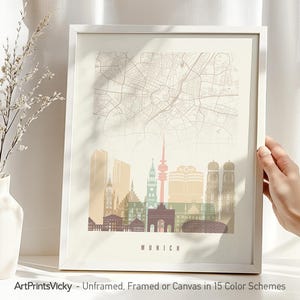 Munich Map Poster - City Map & Skyline Print | ArtPrintsVicky