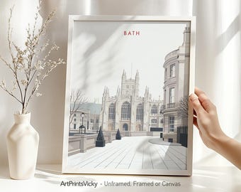 Bath England Print | Bath UK Skyline Wall Art Poster for Home & Office Decor | Personalised Gift | ArtPrintsVicky