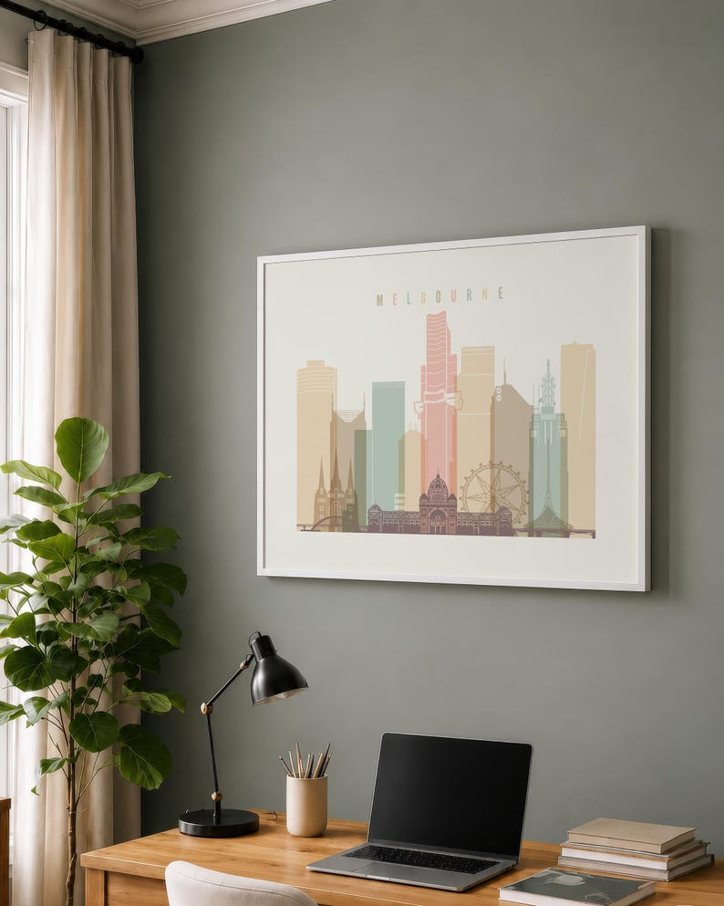 Lámina decorativa de Melbourne, pósteres de paisajes urbanos de Victoria, Australia, regalos de viaje imagen 4