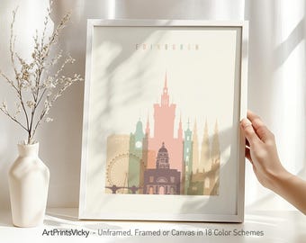 Edinburgh Skyline Poster – City Print for Home Decor, Office or Gift – Framed Wall Art or Canvas Option | ArtPrintsVicky