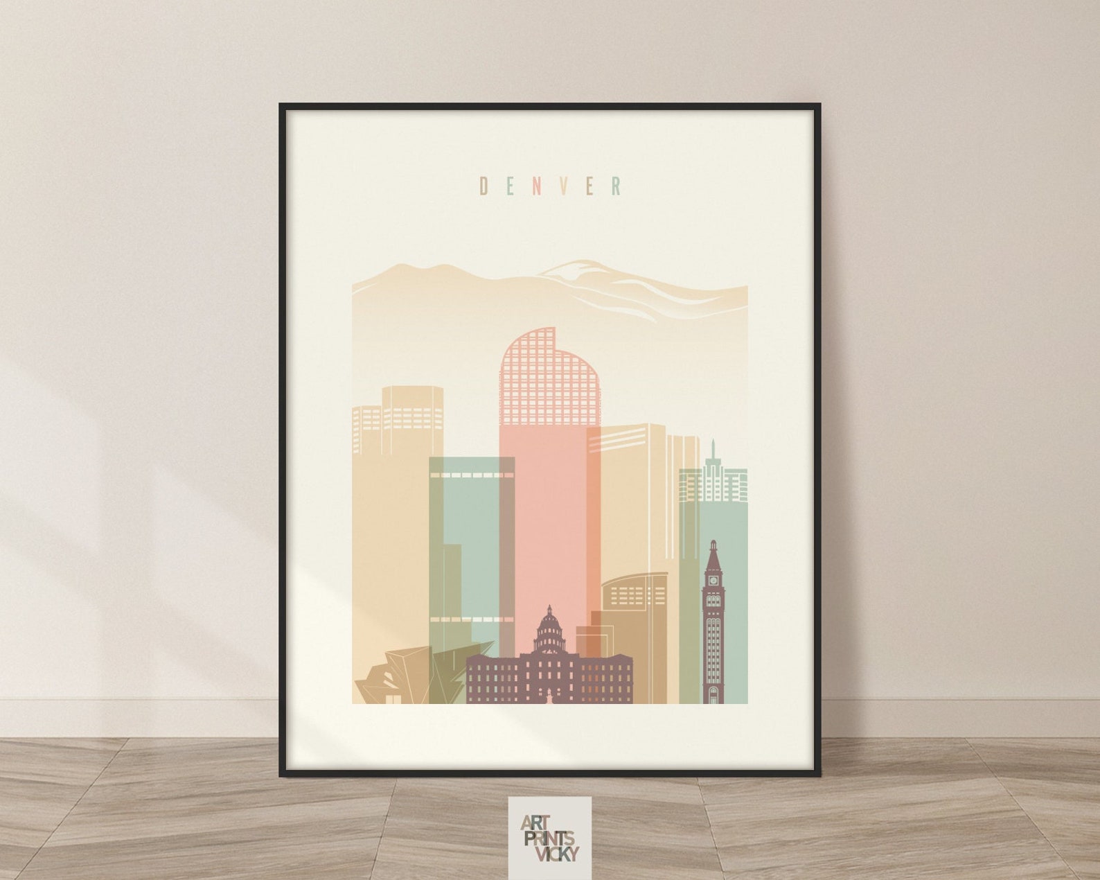 Denver Poster Print Denver Skyline Wall Art Colorado Etsy