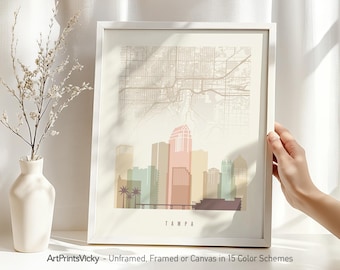 Tampa Street Map Art Print - City Map & Skyline Poster | ArtPrintsVicky