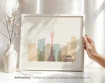 Dusseldorf poster, wall art print, Germany cityscape, travel gifts, city poster | ArtPrintsVicky