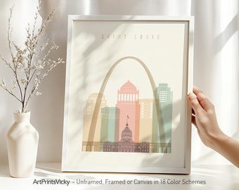 St Louis Print, Poster Skyline, Missouri Wall Art for Homes, Offices, and Unique Travel Gifts | ArtPrintsVicky