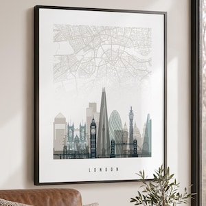 London Map Wall Art Poster, City Map Print for Home or Office Decor