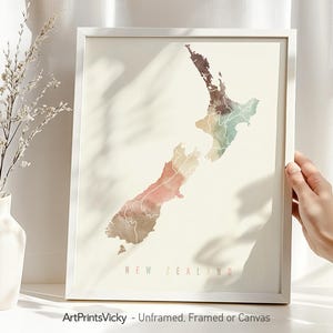 New Zealand map poster print | Personalised gifts wall art | Decor for home and office | ArtPrintsVicky