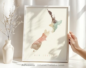 New Zealand map poster print | Personalised gifts wall art | Decor for home and office | ArtPrintsVicky