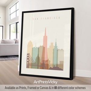 San Francisco Print, Poster wall art, California Cityscape, travel gifts, office decor | ArtPrintsVicky