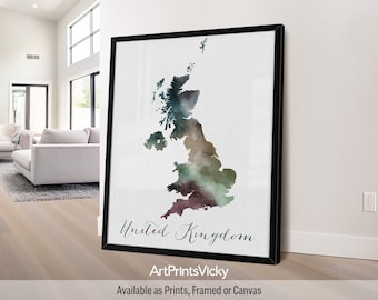 United Kingdom Wall Map Poster | UK Map Print | British Framed Map | England Map Canvas | Map of England by ArtPrintsVicky