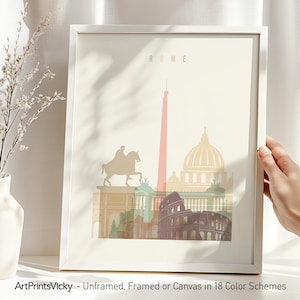 Stampa di Roma, poster di Roma, paesaggio urbano dell&#39;Italia, skyline di Roma, poster della città, regalo da viaggio, arredamento per ufficio e casa / ArtPrintsVicky