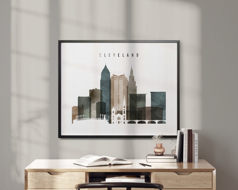 Cleveland Print Cleveland Wall Art Cleveland Skyline Etsy