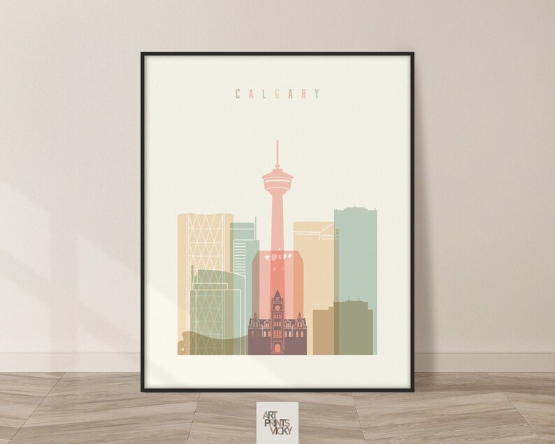 Calgary Poster Print Alberta Canada Calgary Skyline Etsy