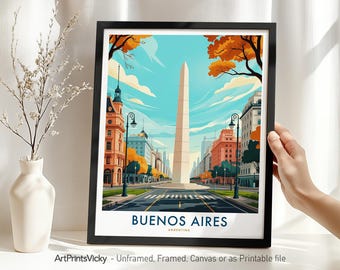 Buenos Aires Travel Poster - Argentina | Buenos Aires Print | South America Cityscape for Home Decor | Housewarming Gift