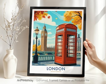 London Wall Art Print, London Travel Poster, Cityscape for Home Office Decor, Housewarming Gift