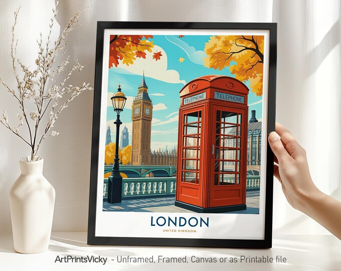Featured listing image: London Wall Art Print, London Travel Poster, Cityscape for Home Office Decor, Housewarming Gift