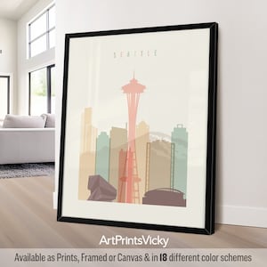 Seattle Print, Poster wall art, travel gifts, office decor | ArtPrintsVicky