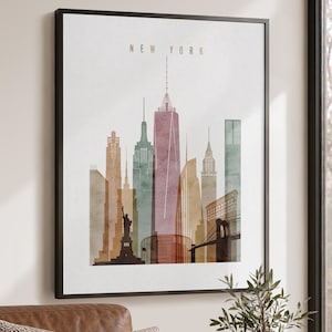 New York Wall Art Print, NYC Poster Gifts, Manhattan Skyline Artwork