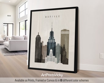 Buffalo NY Print, Poster Skyline, Buffalo NY Wall Art, Travel Poster, City Art, Personalised print | ArtPrintsVicky