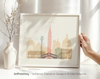 Venice print, Poster, Wall art, Venice skyline, Italian cityscape, Pastel city poster, Office and Home Decor, Travel Gift | ArtPrintsVicky