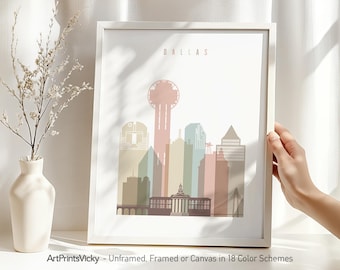 Dallas Skyline Wall Art Poster - 18 Colors