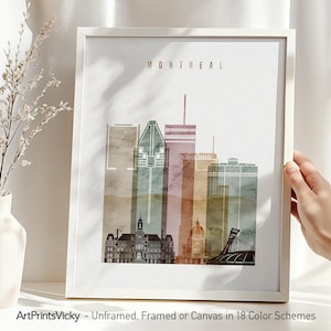 Montreal Cityscape Print: Watercolor Travel Poster, Office Decor
