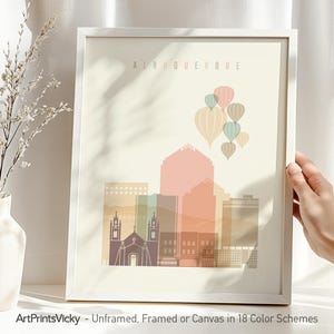 Albuquerque Skyline Poster - Pastel Wall Art Print, Decor for Home and Office | ArtPrintsVicky