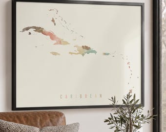 Caribbean Map Wall Art Poster Print | Personalised Gifts | Decor for home and office