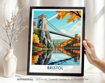 Bristol UK Travel Print | Bristol Poster | Retro Wall Art Home Decor