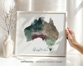 Australia map poster print | Personalised gifts wall art | Decor for home and office | ArtPrintsVicky