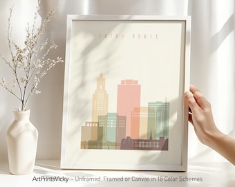 Baton Rouge Skyline Print, Wall Art Poster | ArtPrintsVicky