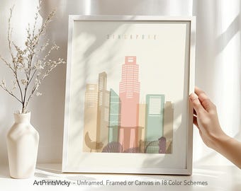 Singapore Wall Art Print, Singapore Skyline Poster, Travel Decor for Homes, Offices, and Unique Gifts | ArtPrintsVicky