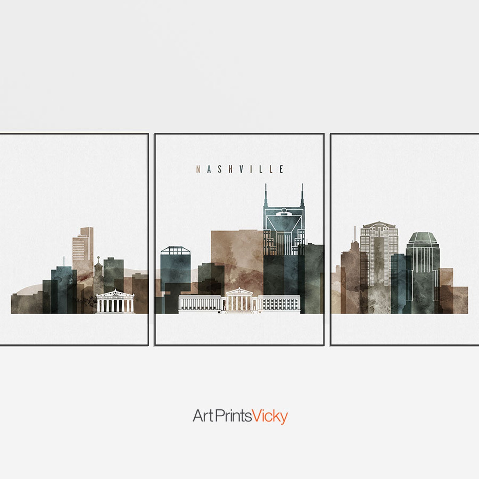 Nashville print Nashville 3 poster set Wall art large wall Etsy