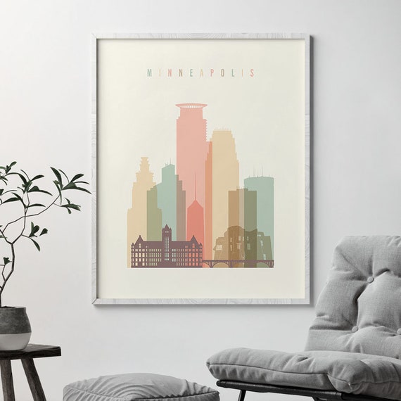 poster Minneapolis print Minneapolis skyline wall art ArtPrintsVicky